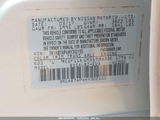 Photo 8 VIN: 3N1AB7AP4HY302155 - NISSAN SENTRA 