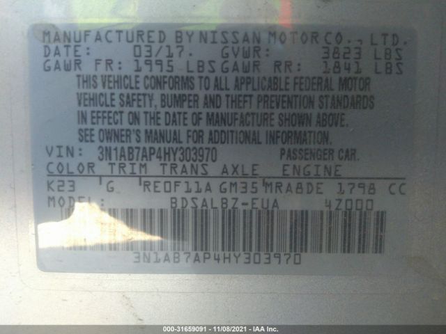 Photo 8 VIN: 3N1AB7AP4HY303970 - NISSAN SENTRA 