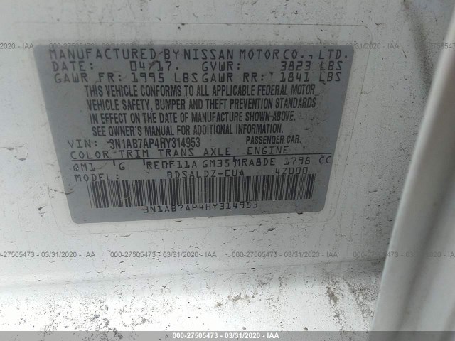 Photo 8 VIN: 3N1AB7AP4HY314953 - NISSAN SENTRA 