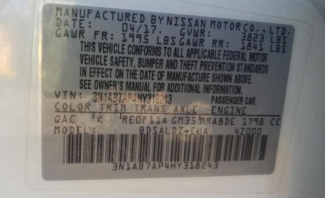 Photo 9 VIN: 3N1AB7AP4HY318243 - NISSAN SENTRA S 