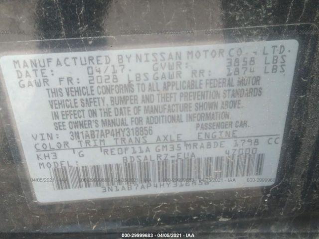 Photo 8 VIN: 3N1AB7AP4HY318856 - NISSAN SENTRA 