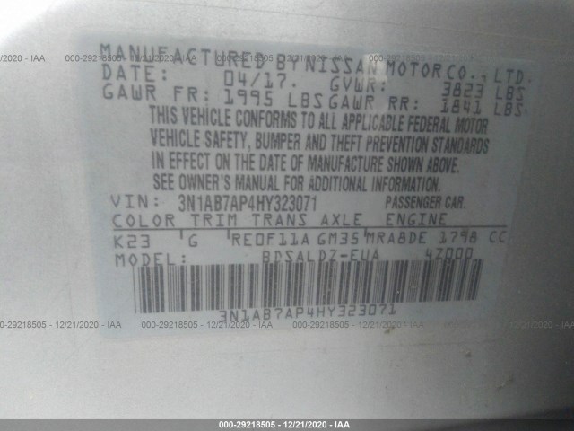 Photo 8 VIN: 3N1AB7AP4HY323071 - NISSAN SENTRA 