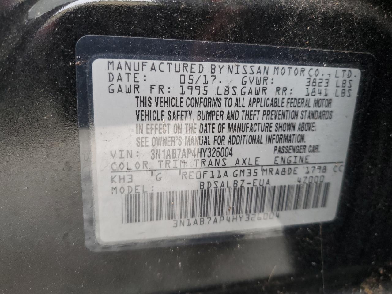 Photo 11 VIN: 3N1AB7AP4HY326004 - NISSAN SENTRA 