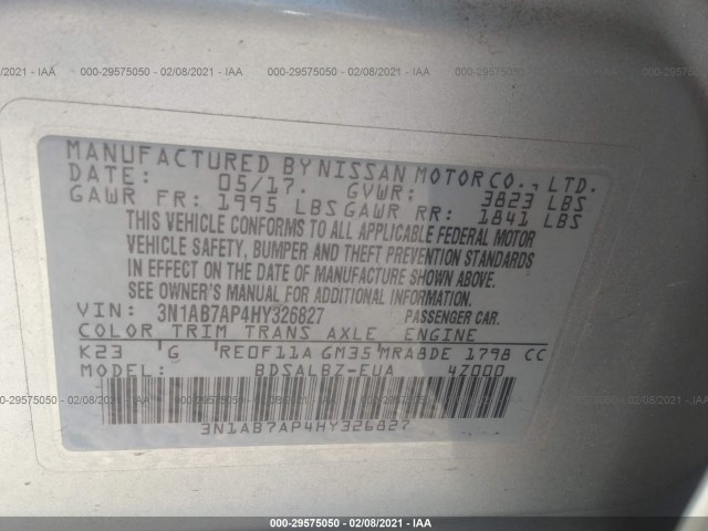 Photo 8 VIN: 3N1AB7AP4HY326827 - NISSAN SENTRA 