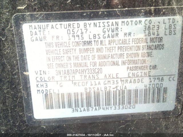 Photo 8 VIN: 3N1AB7AP4HY333020 - NISSAN SENTRA 