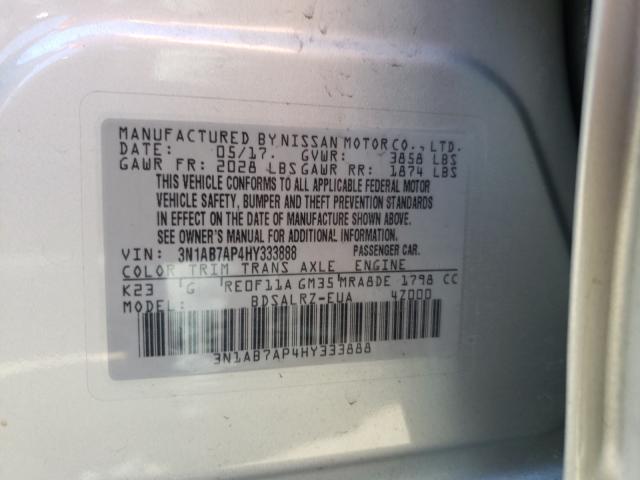 Photo 9 VIN: 3N1AB7AP4HY333888 - NISSAN SENTRA S 