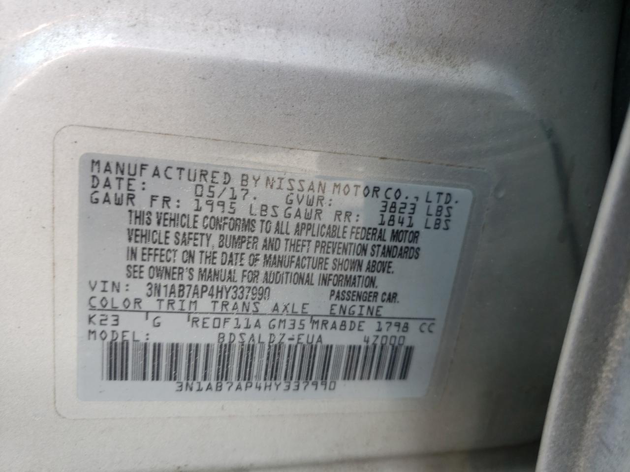 Photo 11 VIN: 3N1AB7AP4HY337990 - NISSAN SENTRA 