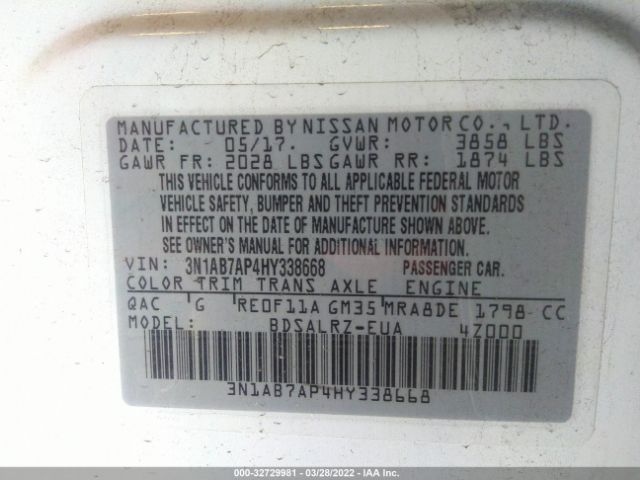 Photo 8 VIN: 3N1AB7AP4HY338668 - NISSAN SENTRA 