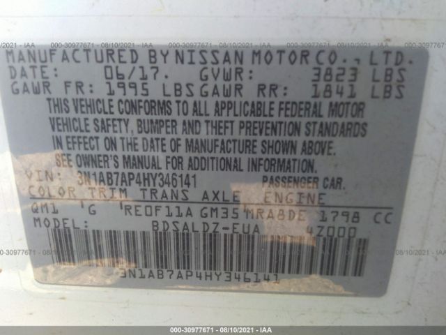 Photo 8 VIN: 3N1AB7AP4HY346141 - NISSAN SENTRA 