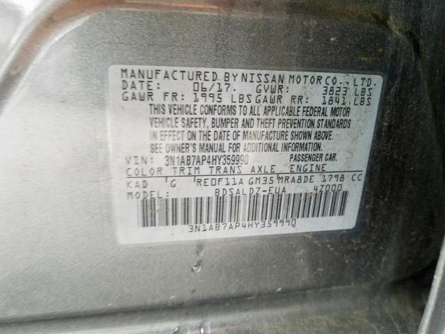 Photo 9 VIN: 3N1AB7AP4HY359990 - NISSAN SENTRA S 