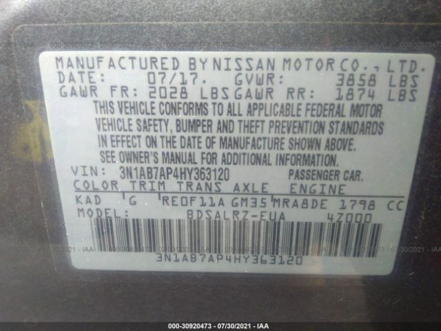 Photo 8 VIN: 3N1AB7AP4HY363120 - NISSAN SENTRA 