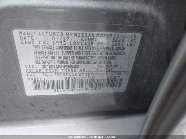 Photo 8 VIN: 3N1AB7AP4HY365403 - NISSAN SENTRA 