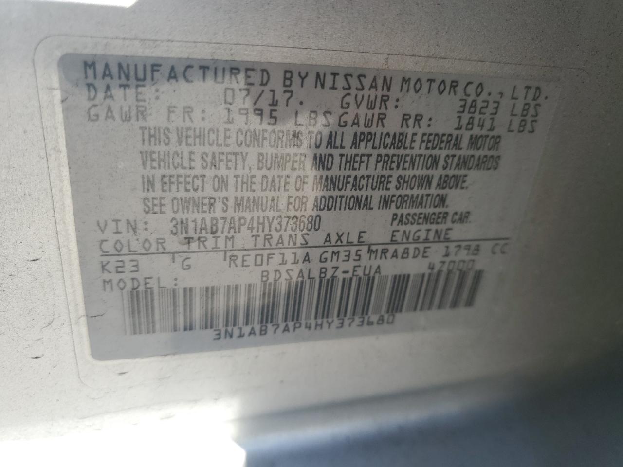 Photo 12 VIN: 3N1AB7AP4HY373680 - NISSAN SENTRA 