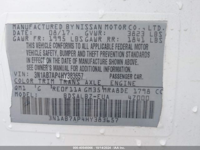 Photo 8 VIN: 3N1AB7AP4HY383657 - NISSAN SENTRA 