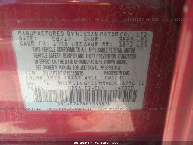 Photo 8 VIN: 3N1AB7AP4HY385876 - NISSAN SENTRA 