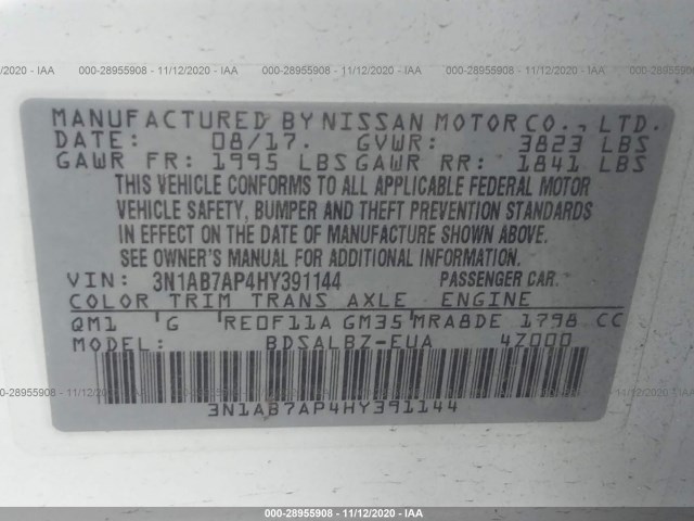 Photo 8 VIN: 3N1AB7AP4HY391144 - NISSAN SENTRA 