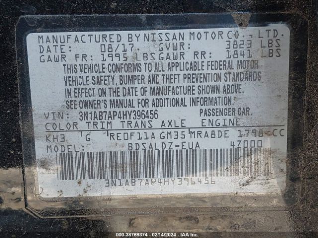 Photo 8 VIN: 3N1AB7AP4HY396456 - NISSAN SENTRA 