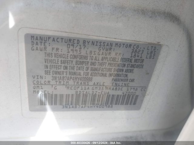 Photo 8 VIN: 3N1AB7AP4HY400988 - NISSAN SENTRA 