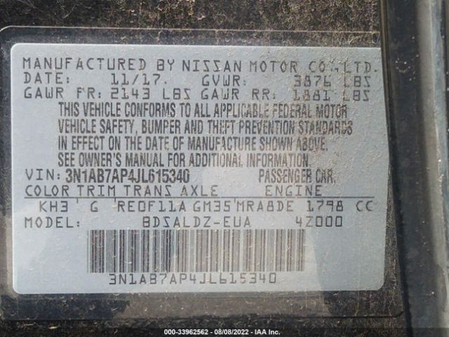 Photo 8 VIN: 3N1AB7AP4JL615340 - NISSAN SENTRA 