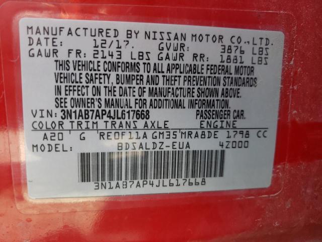 Photo 9 VIN: 3N1AB7AP4JL617668 - NISSAN SENTRA S 