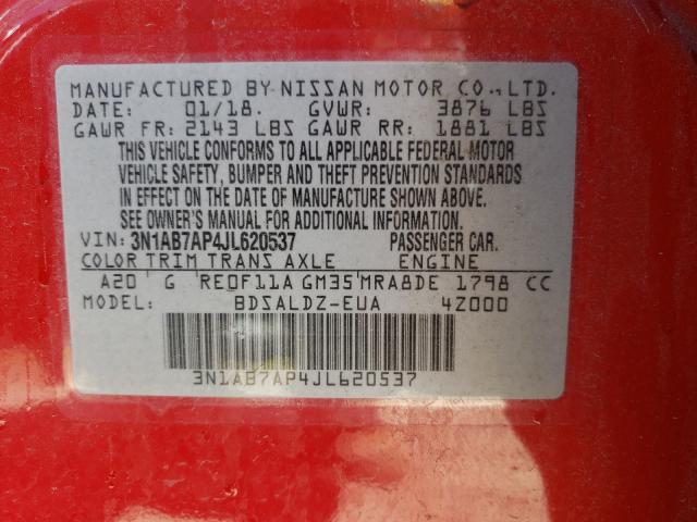 Photo 9 VIN: 3N1AB7AP4JL620537 - NISSAN SENTRA S 