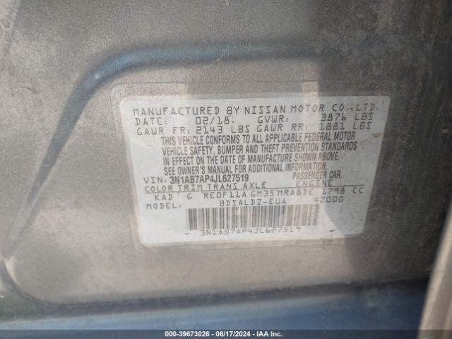 Photo 8 VIN: 3N1AB7AP4JL627519 - NISSAN SENTRA 