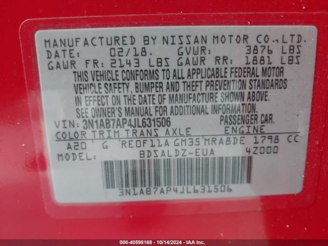 Photo 8 VIN: 3N1AB7AP4JL631506 - NISSAN SENTRA 