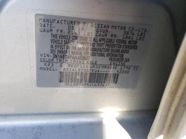 Photo 11 VIN: 3N1AB7AP4JL650637 - NISSAN SENTRA S 