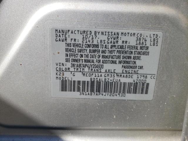 Photo 9 VIN: 3N1AB7AP4JY204930 - NISSAN SENTRA S 