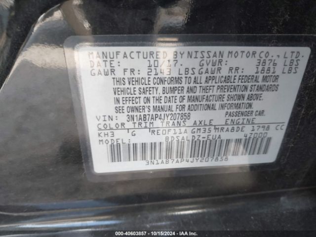 Photo 8 VIN: 3N1AB7AP4JY207858 - NISSAN SENTRA 