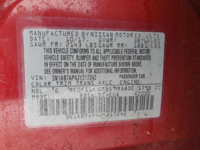 Photo 11 VIN: 3N1AB7AP4JY217242 - NISSAN SENTRA 