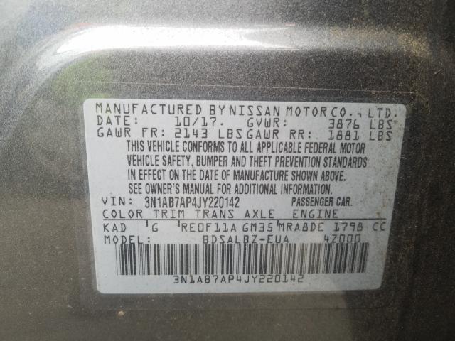 Photo 9 VIN: 3N1AB7AP4JY220142 - NISSAN SENTRA S 