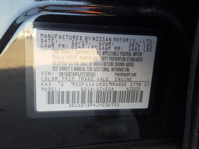 Photo 9 VIN: 3N1AB7AP4JY236955 - NISSAN SENTRA S 