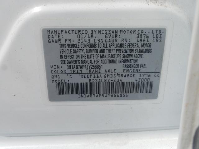 Photo 9 VIN: 3N1AB7AP4JY256851 - NISSAN SENTRA S 