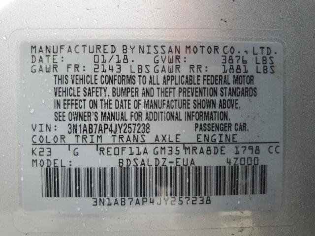 Photo 9 VIN: 3N1AB7AP4JY257238 - NISSAN SENTRA S 