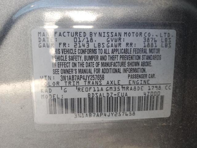 Photo 11 VIN: 3N1AB7AP4JY257658 - NISSAN SENTRA S 