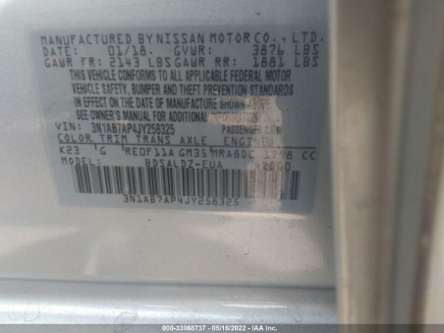 Photo 8 VIN: 3N1AB7AP4JY258325 - NISSAN SENTRA 