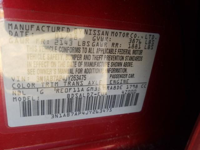 Photo 9 VIN: 3N1AB7AP4JY263475 - NISSAN SENTRA S 