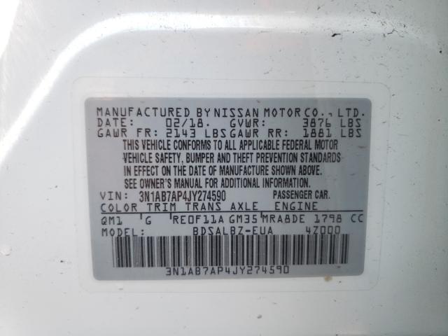 Photo 9 VIN: 3N1AB7AP4JY274590 - NISSAN SENTRA S 