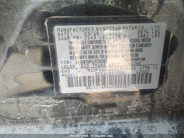 Photo 8 VIN: 3N1AB7AP4JY280387 - NISSAN SENTRA 