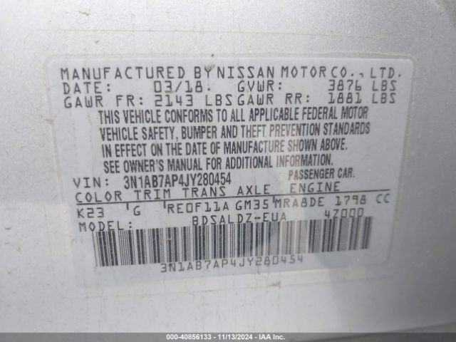 Photo 8 VIN: 3N1AB7AP4JY280454 - NISSAN SENTRA 