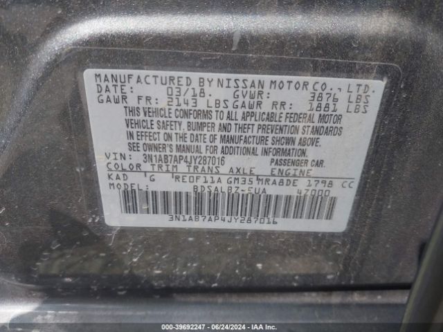 Photo 8 VIN: 3N1AB7AP4JY287016 - NISSAN SENTRA 