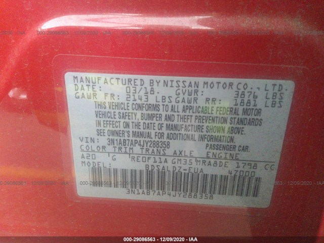 Photo 8 VIN: 3N1AB7AP4JY288358 - NISSAN SENTRA 