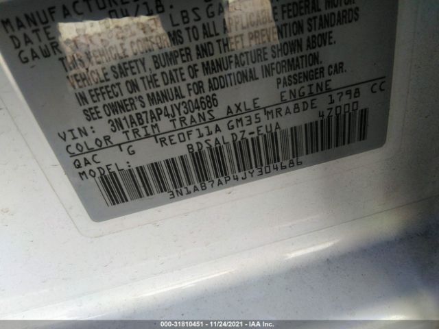 Photo 8 VIN: 3N1AB7AP4JY304686 - NISSAN SENTRA 