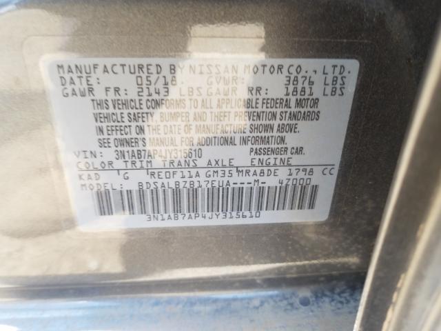 Photo 9 VIN: 3N1AB7AP4JY315610 - NISSAN SENTRA S 