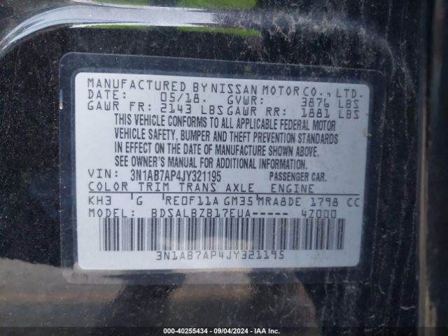 Photo 8 VIN: 3N1AB7AP4JY321195 - NISSAN SENTRA 