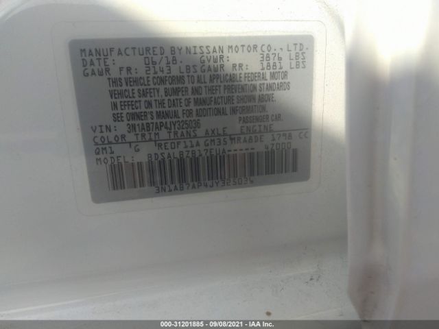 Photo 8 VIN: 3N1AB7AP4JY325036 - NISSAN SENTRA 