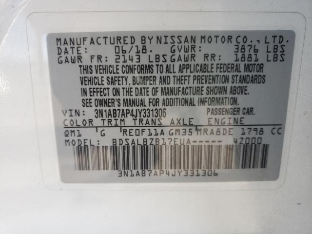 Photo 9 VIN: 3N1AB7AP4JY331306 - NISSAN SENTRA S 