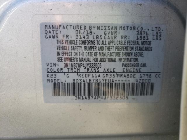 Photo 9 VIN: 3N1AB7AP4JY332505 - NISSAN SENTRA S 