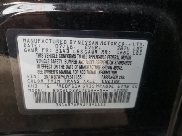 Photo 9 VIN: 3N1AB7AP4JY341155 - NISSAN SENTRA S 